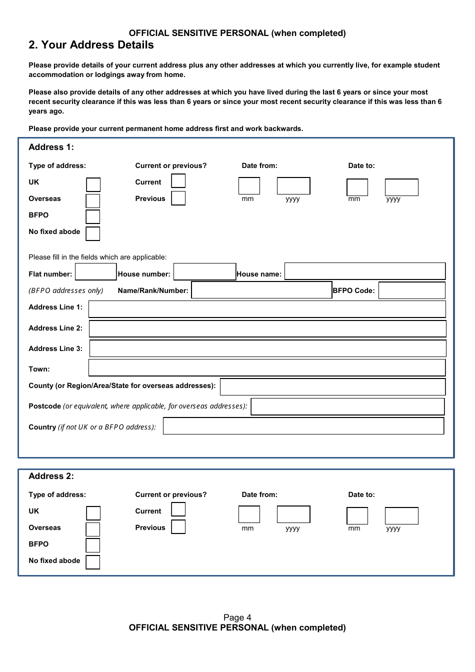 Form NSV003 Financial Questionnaire - United Kingdom, Page 4