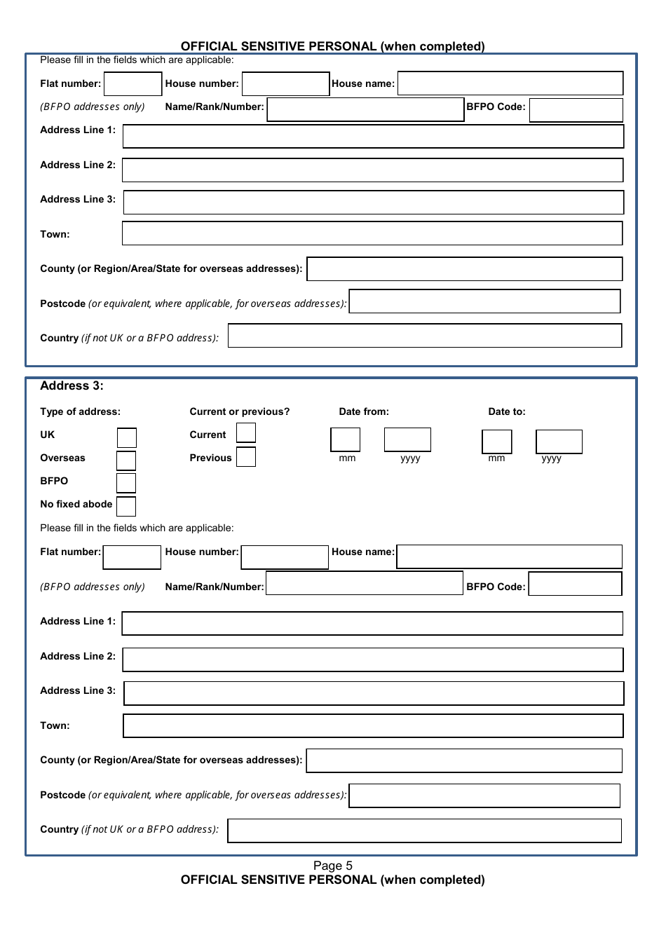 Form NSV003 Financial Questionnaire - United Kingdom, Page 5