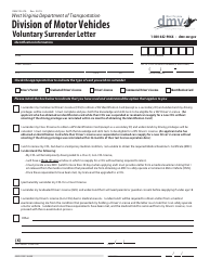 Document preview: Form DMV-123-VSL Voluntary Surrender Letter - West Virginia
