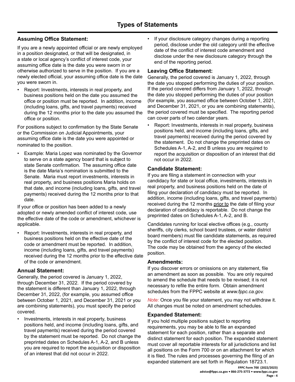 FPPC Form 700 Statement of Economic Interests - California, Page 4