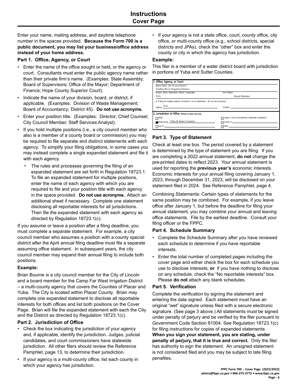 FPPC Form 700 Statement of Economic Interests - California, Page 6