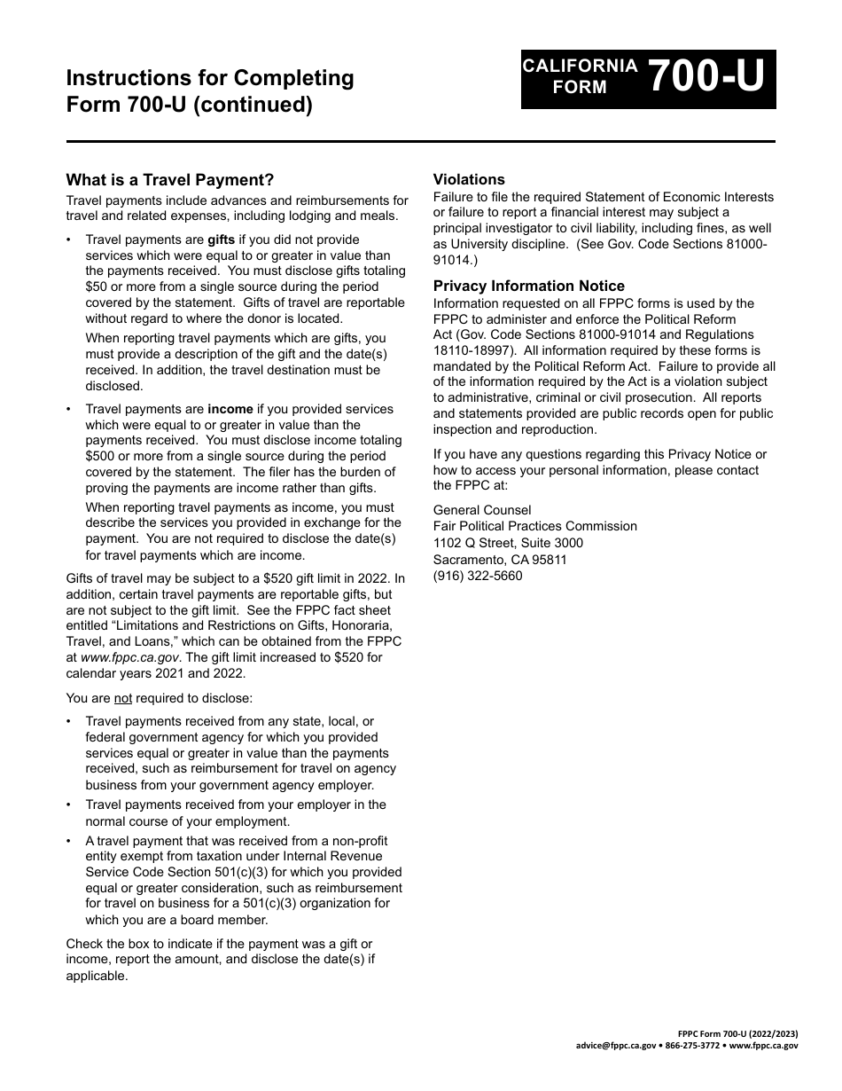 FPPC Form 700-U Statement of Economic Interests for Principal Investigators - California, Page 3