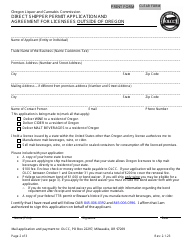Direct Shipper Permit Application and Agreement for Licensees Outside of Oregon - Oregon, Page 2