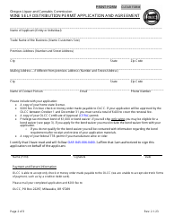 Wine Self Distribution Permit Application and Agreement - Oregon, Page 2