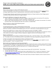 Document preview: Wine Self Distribution Permit Application and Agreement - Oregon