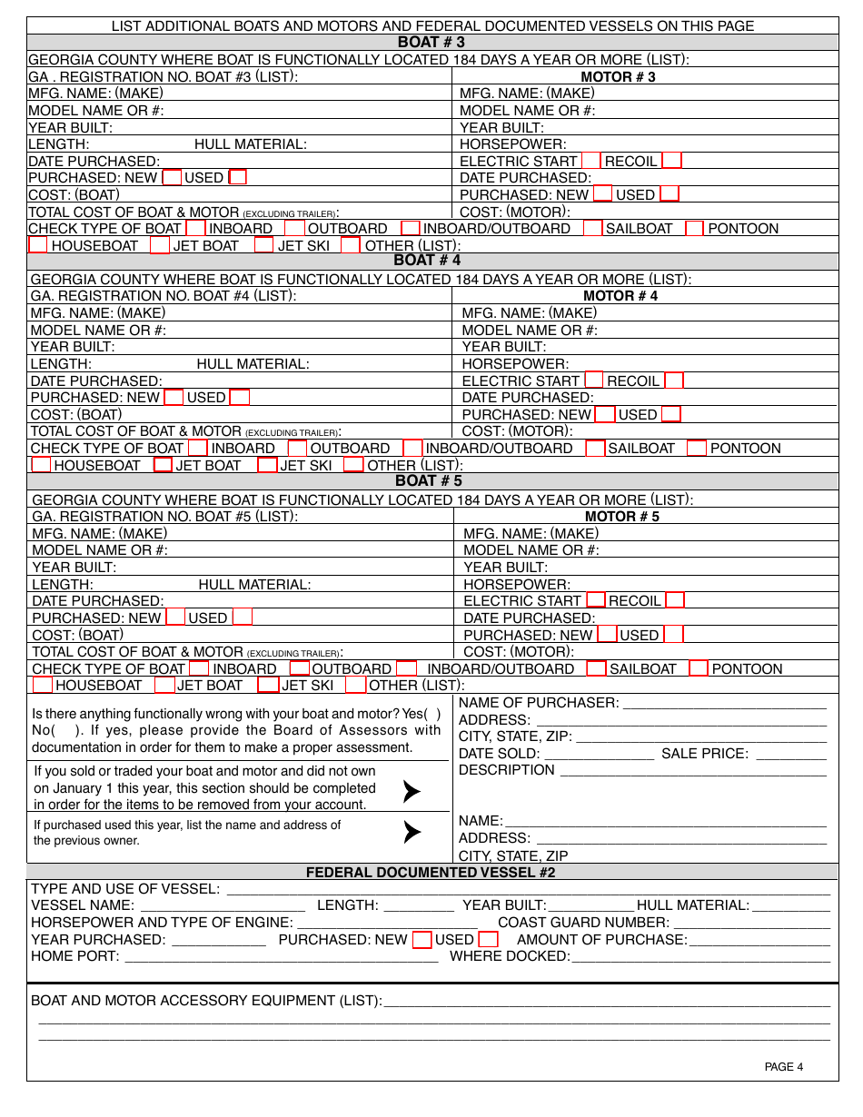Form PT-50M Marine Personal Property Tax Return - DeKalb County, Georgia (United States), Page 6