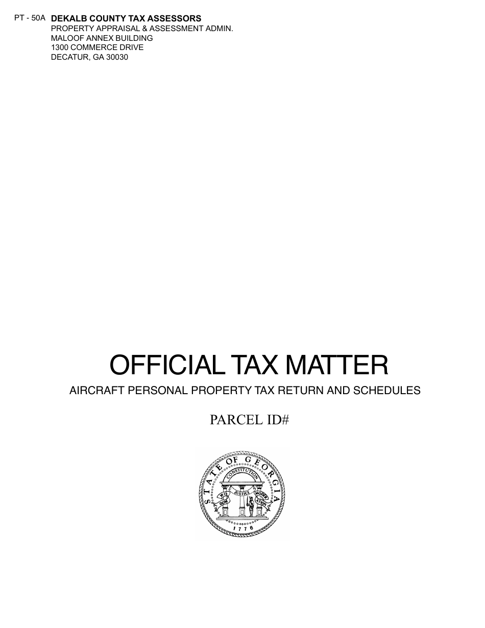 Form PT-50A Aircraft Personal Property Tax Return - DeKalb County, Georgia (United States), Page 1