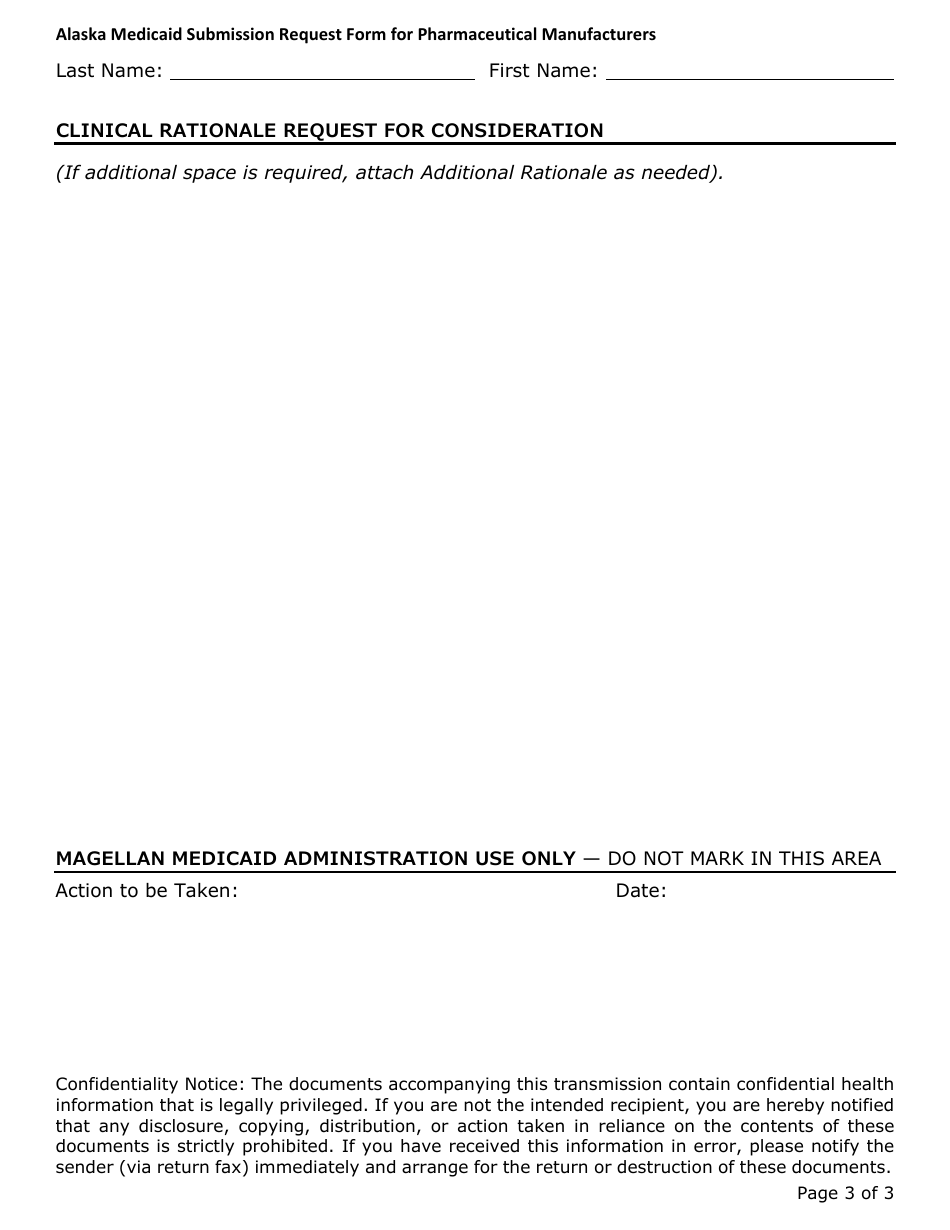 Submission Request Form for Pharmaceutical Manufacturers - Alaska, Page 3