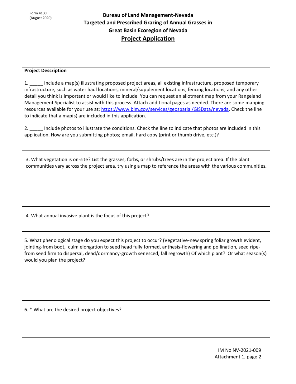 BLM Form 4100 Attachment 1 Targeted and Prescribed Grazing of Annual Grasses in Great Basin Ecoregion of Nevada Project Application, Page 2