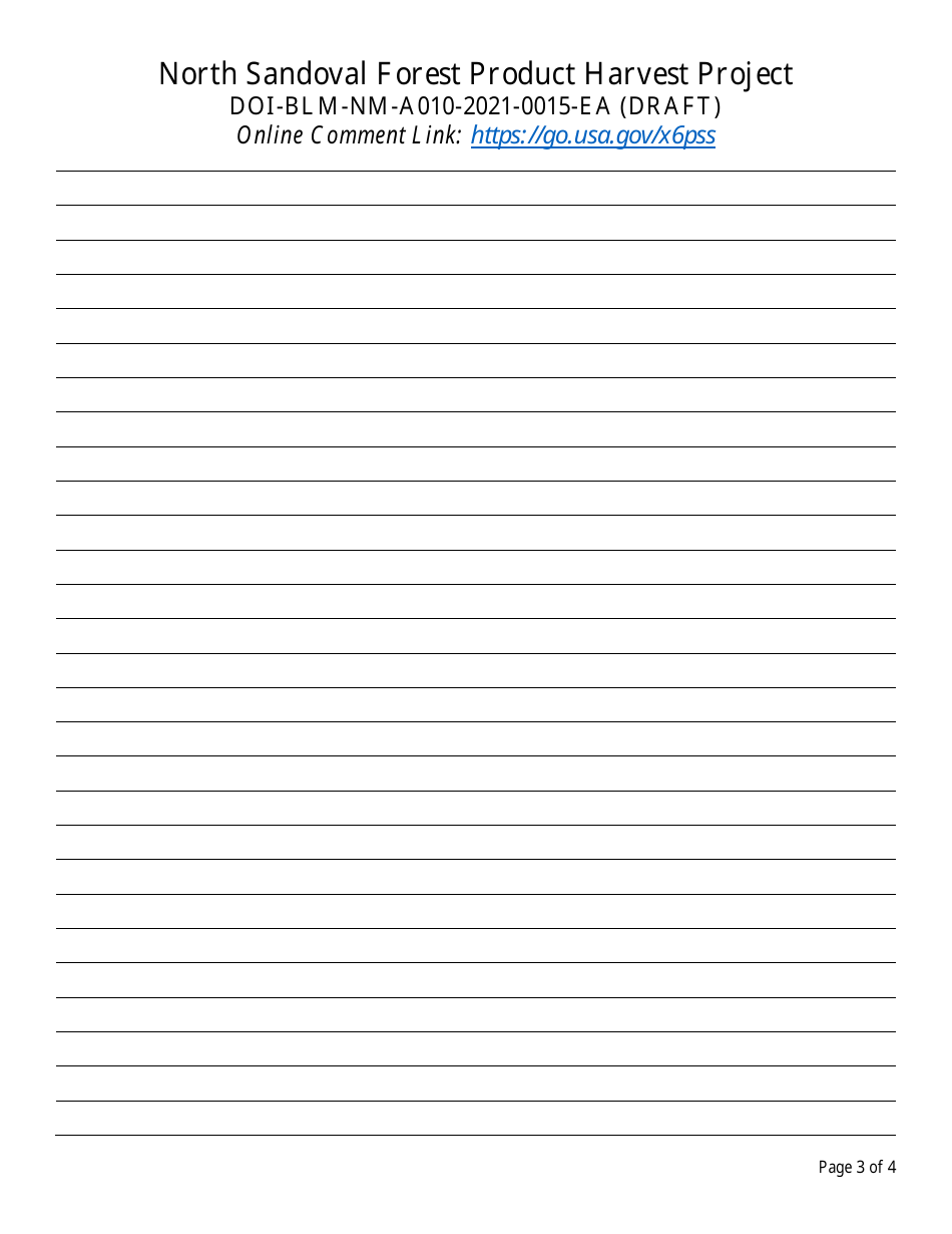 North Sandoval Forest Product Harvest Project Comment Form - Draft, Page 3