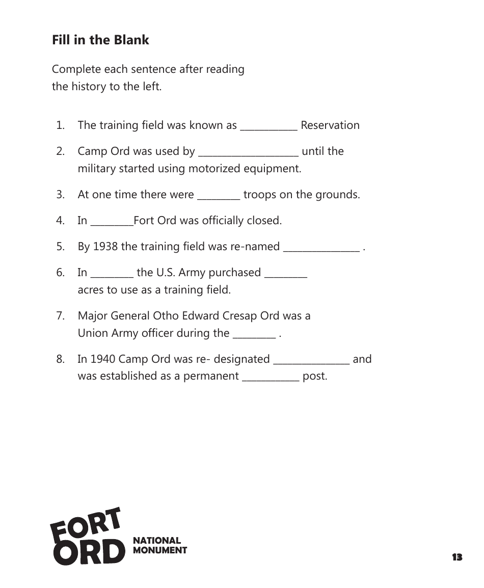 Fort Ord National Monument Junior Ranger Activity Book, Page 15