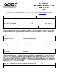 Document preview: Form 15-0707 Az Mvd Now Dealership Administrator Application - Arizona