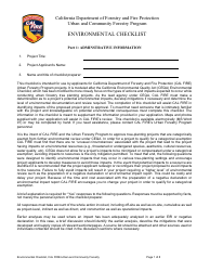 Document preview: Environmental Checklist - Urban and Community Forestry Program - California