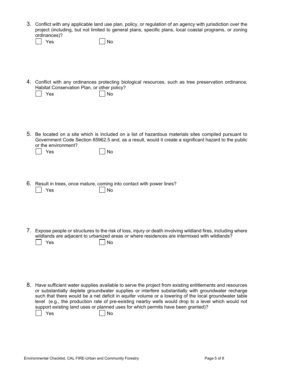 California Environmental Checklist - Urban and Community Forestry ...