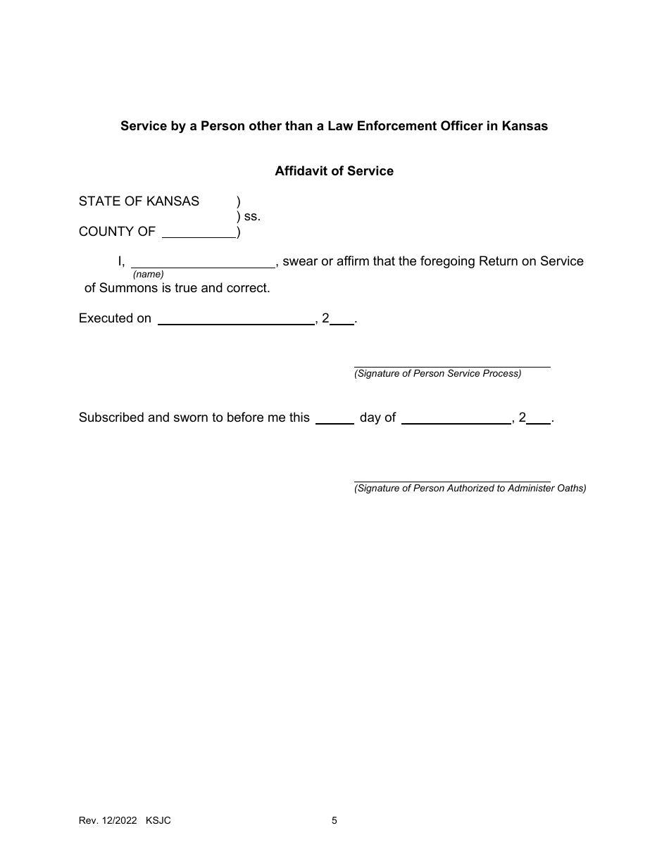 Summons  Return of Service - Kansas, Page 5