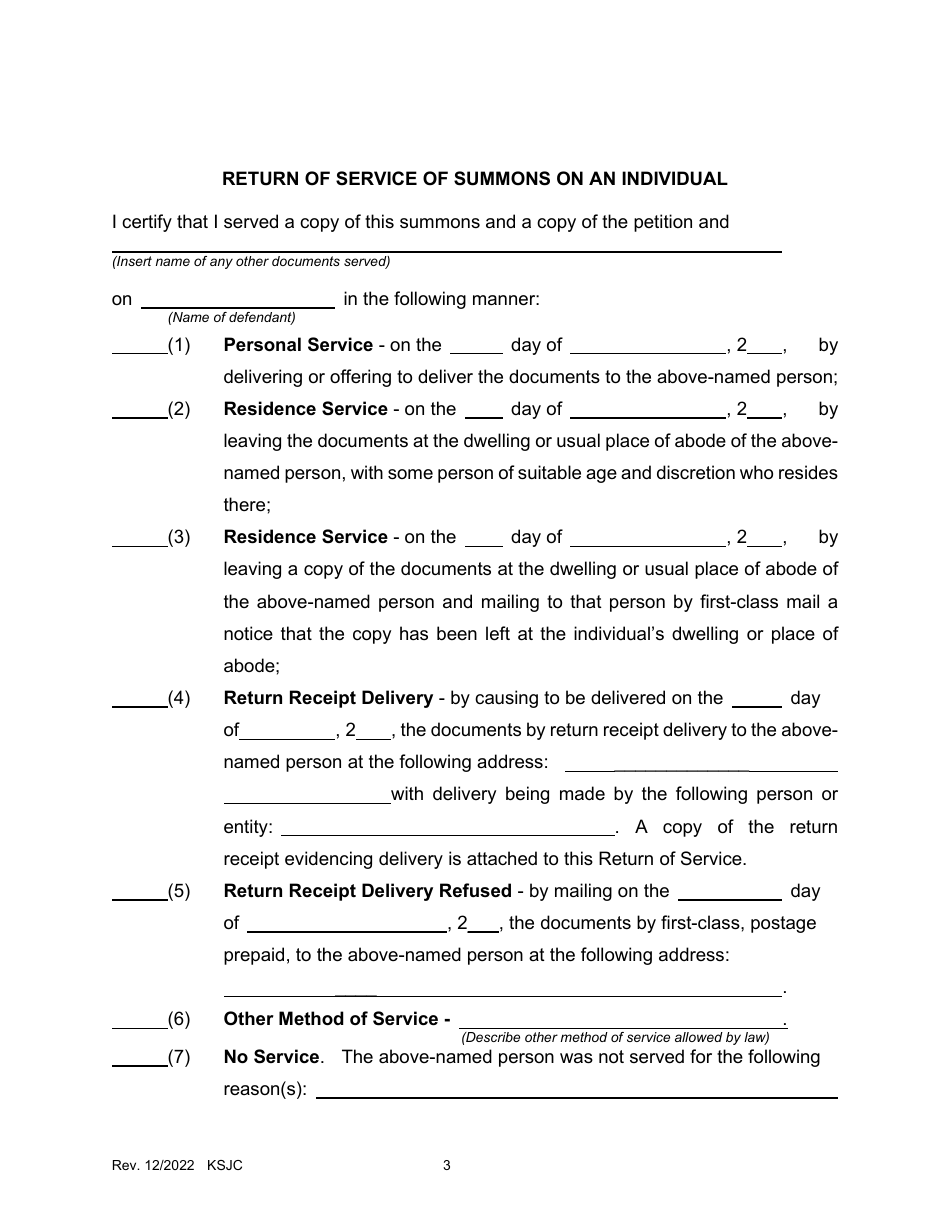 Third-Party Summons and Return of Service - Kansas, Page 3