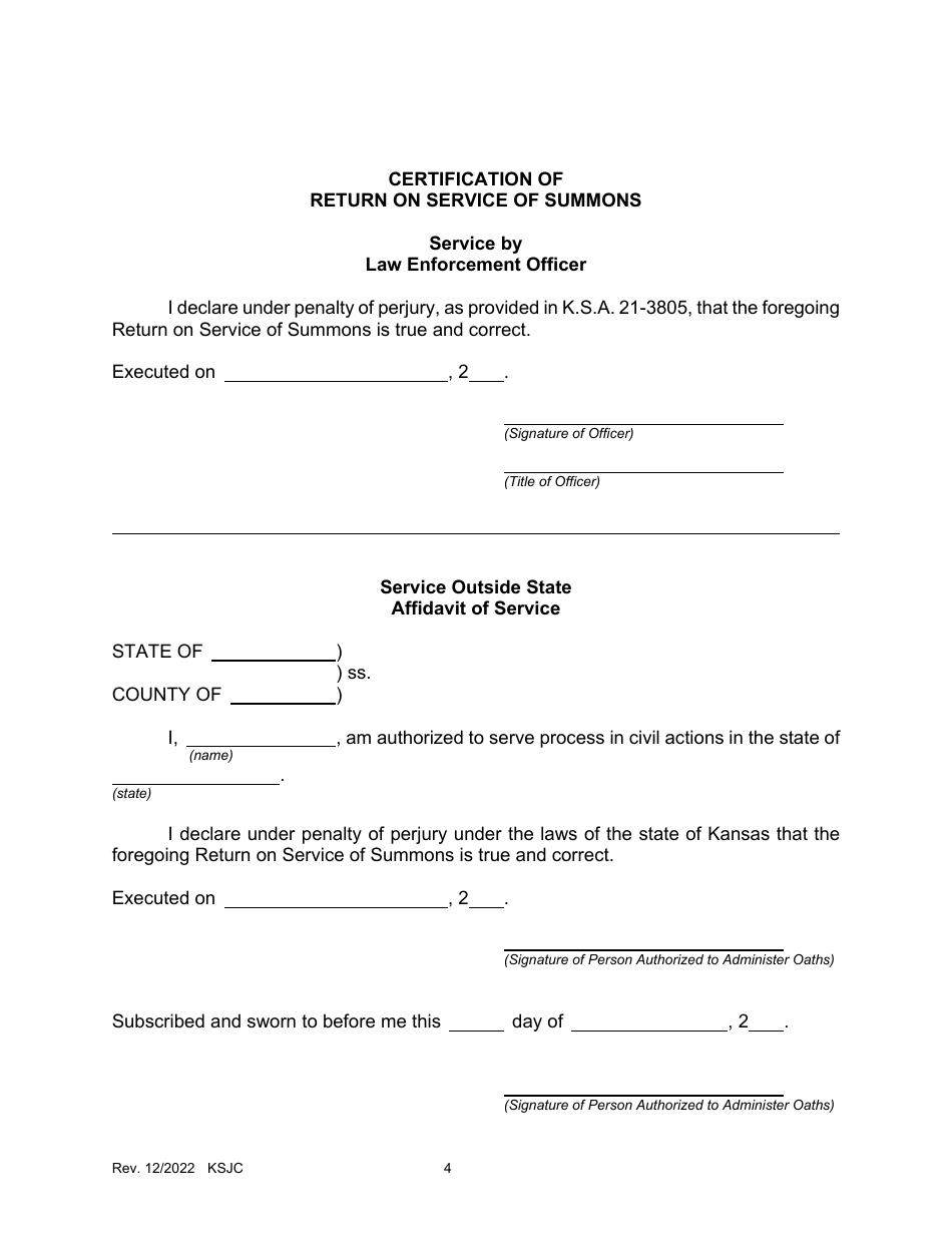 Third-Party Summons and Return of Service - Kansas, Page 4