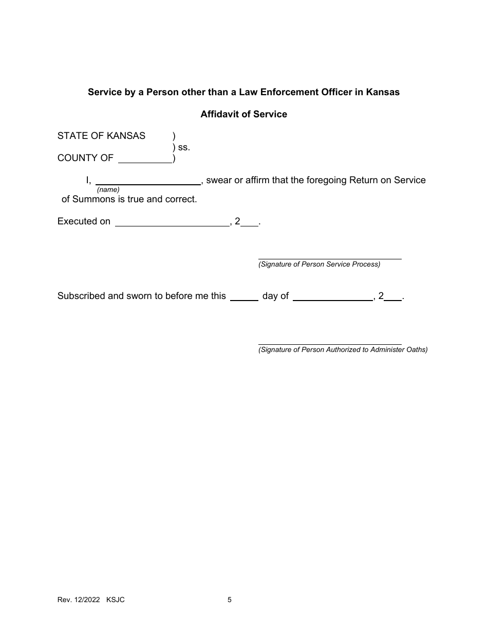 Third-Party Summons and Return of Service - Kansas, Page 5