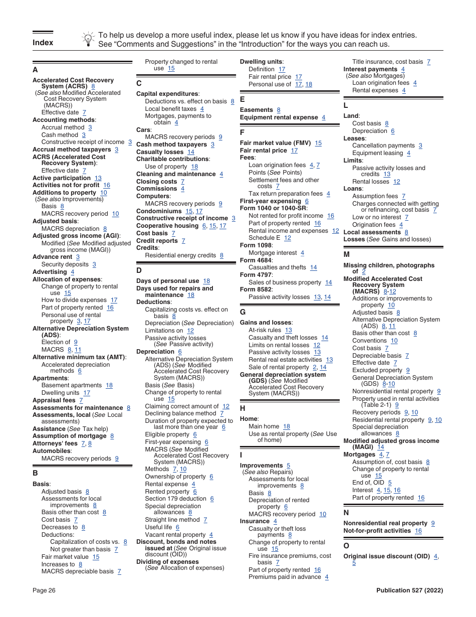 Instructions for IRS Form 527 Residential Rental Property, Page 26