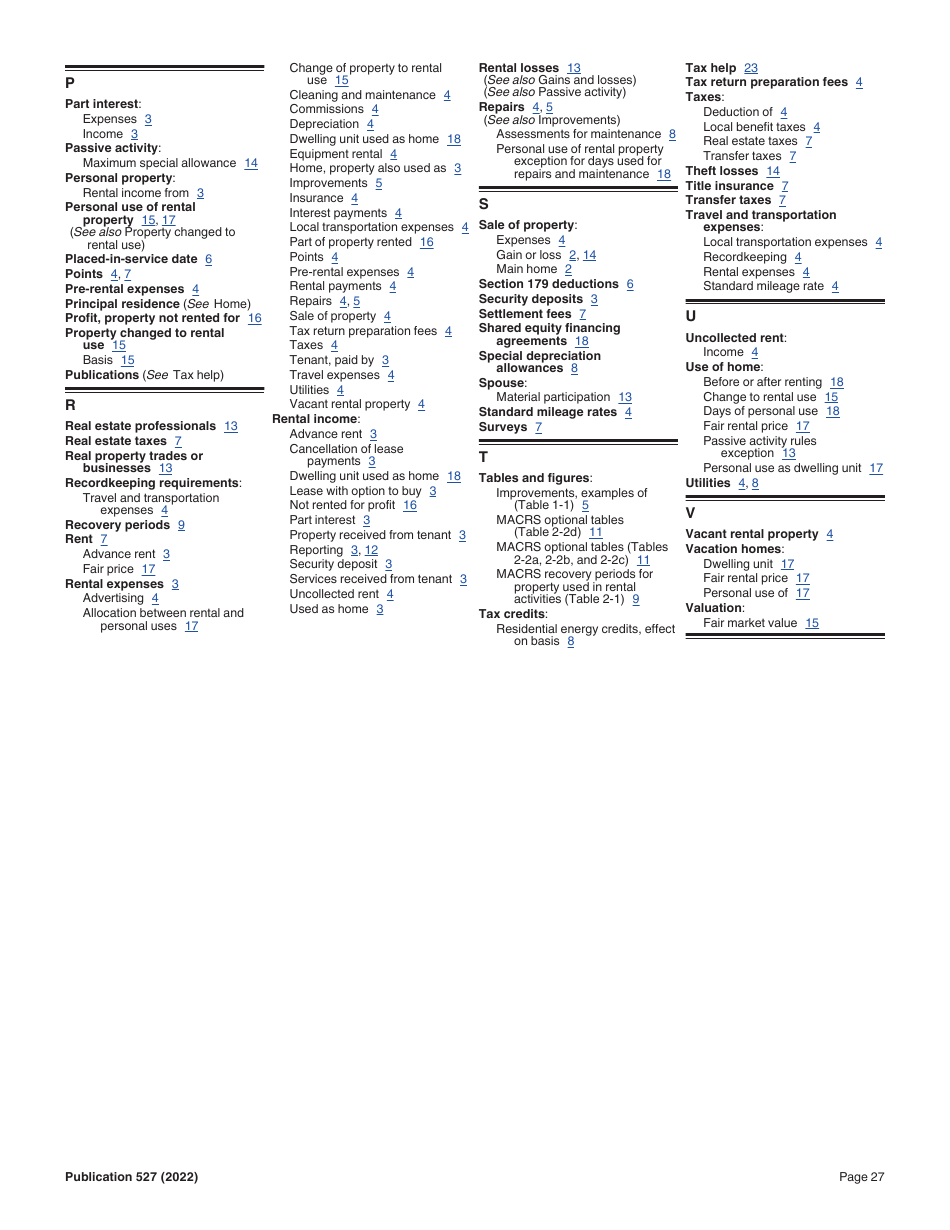 Instructions for IRS Form 527 Residential Rental Property, Page 27
