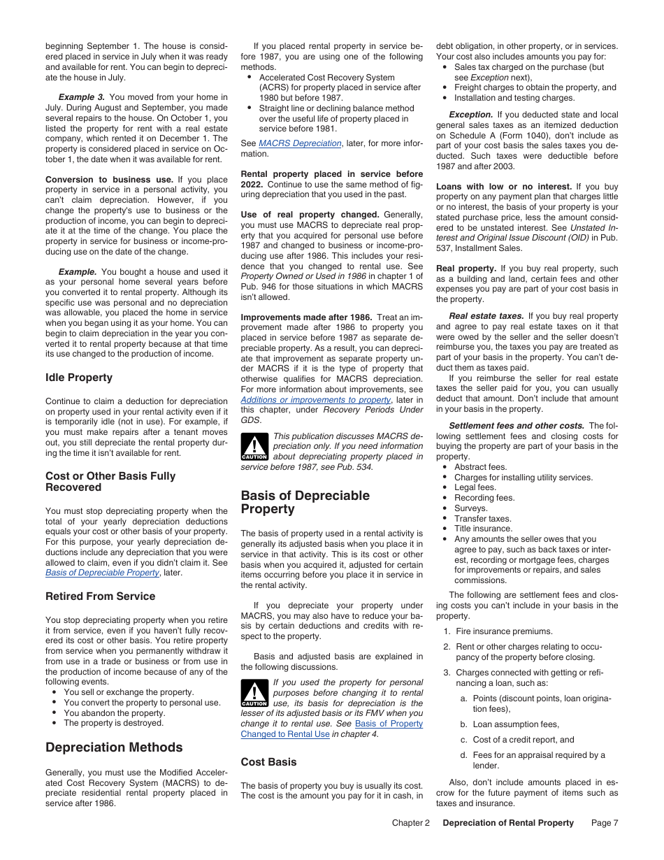 Instructions for IRS Form 527 Residential Rental Property, Page 7