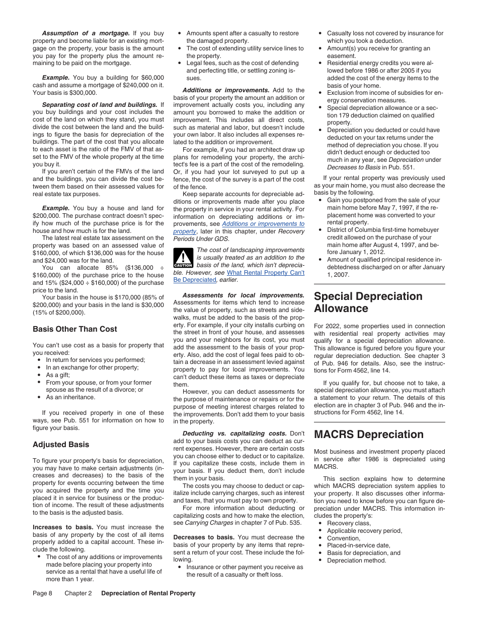 Instructions for IRS Form 527 Residential Rental Property, Page 8