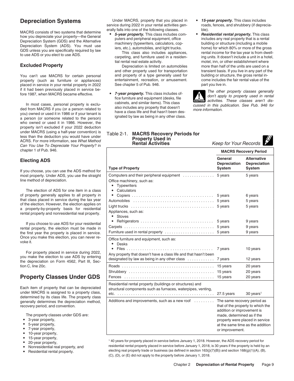 Instructions for IRS Form 527 Residential Rental Property, Page 9