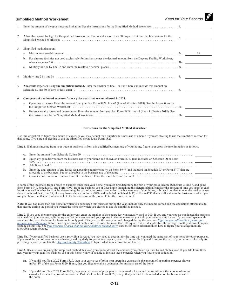 Instructions for IRS Form 1040 Schedule C Profit or Loss From Business, Page 12