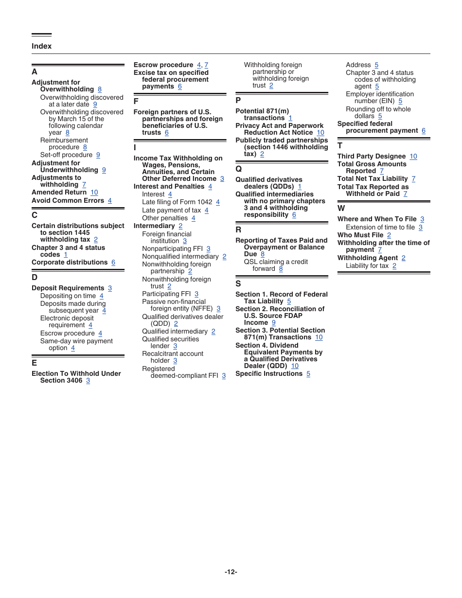 Instructions for IRS Form 1042 Annual Withholding Tax Return for U.S. Source Income of Foreign Persons, Page 12