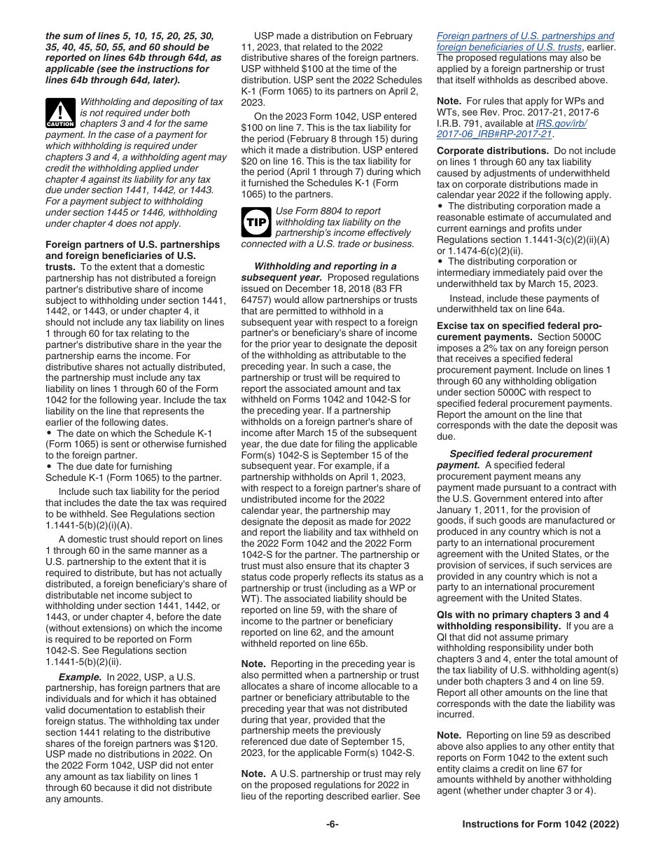 Instructions for IRS Form 1042 Annual Withholding Tax Return for U.S. Source Income of Foreign Persons, Page 6