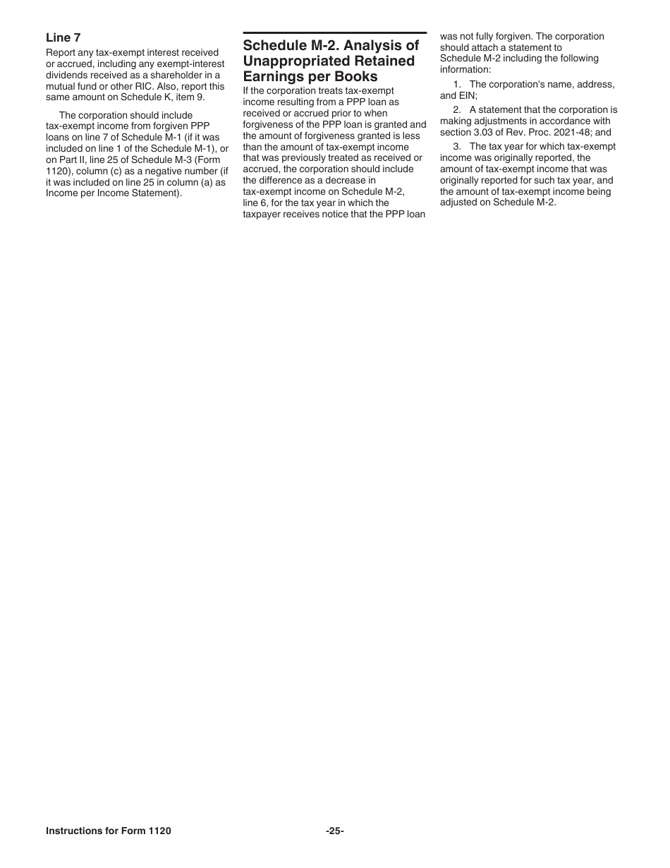 Instructions for IRS Form 1120 U.S. Corporation Income Tax Return, Page 25