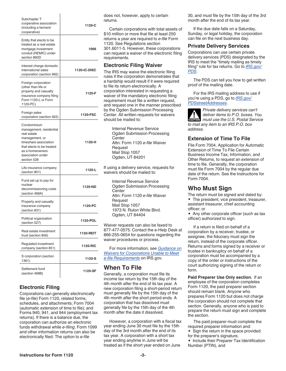 Instructions for IRS Form 1120 U.S. Corporation Income Tax Return, Page 3
