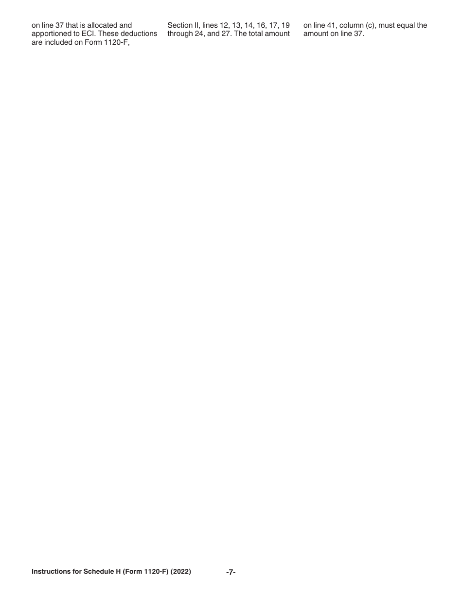 Instructions for IRS Form 1120-F Schedule H Deductions Allocated to Effectively Connected Income Under Regulations Section 1.861-8, Page 7
