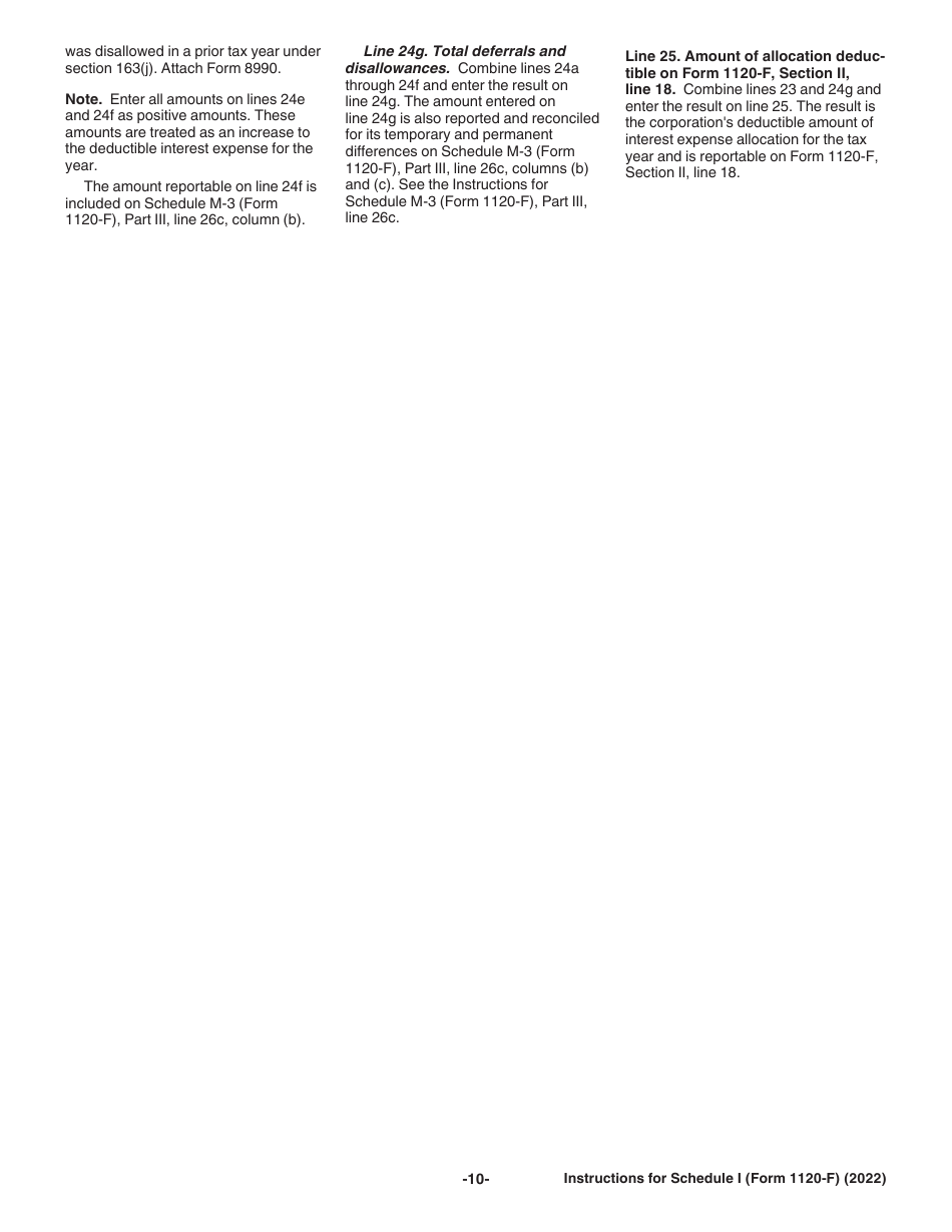 Instructions for Form 1120-F Schedule I Interest Expense Allocation Under Regulations Section 1.882-5, Page 10