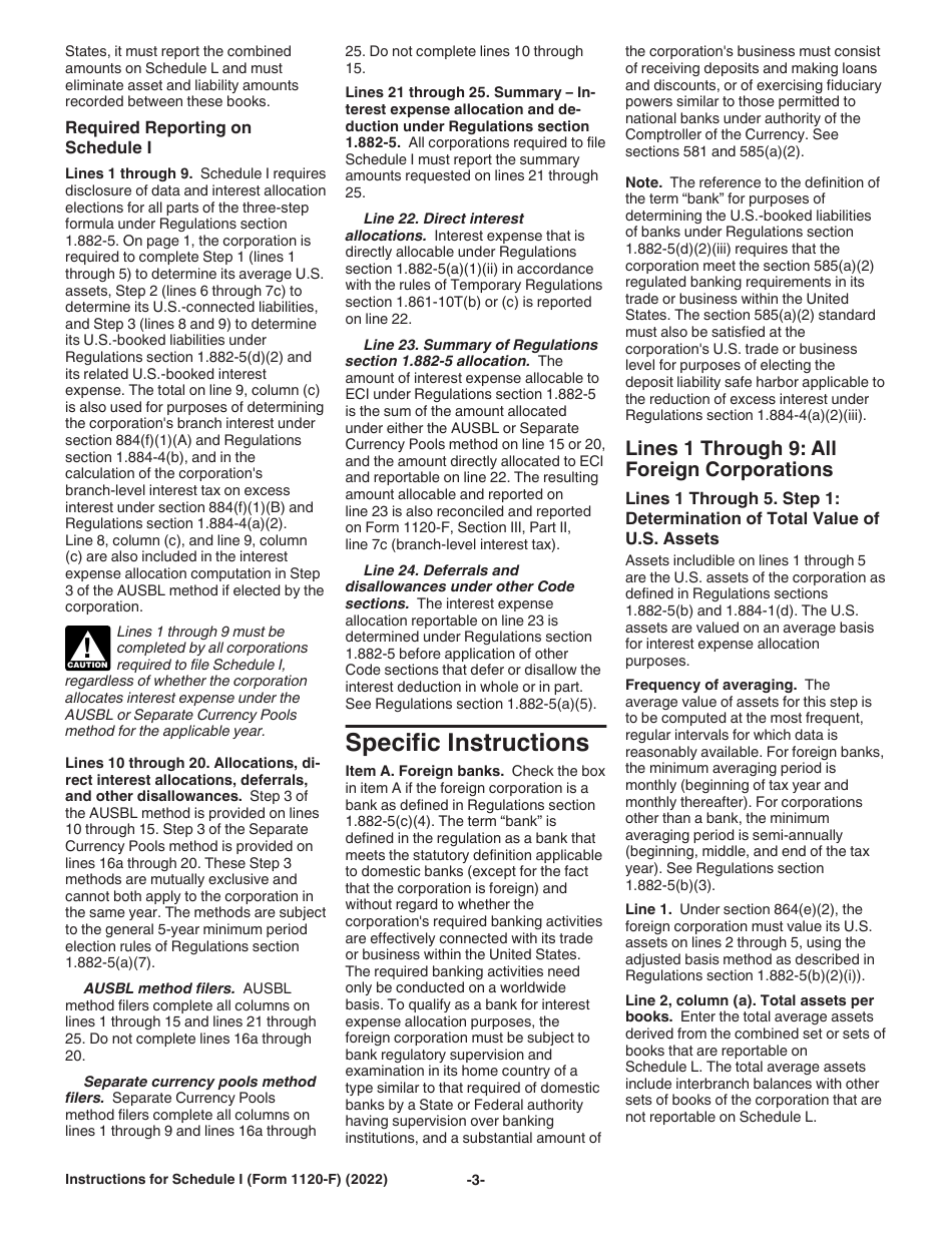 Instructions for Form 1120-F Schedule I Interest Expense Allocation Under Regulations Section 1.882-5, Page 3