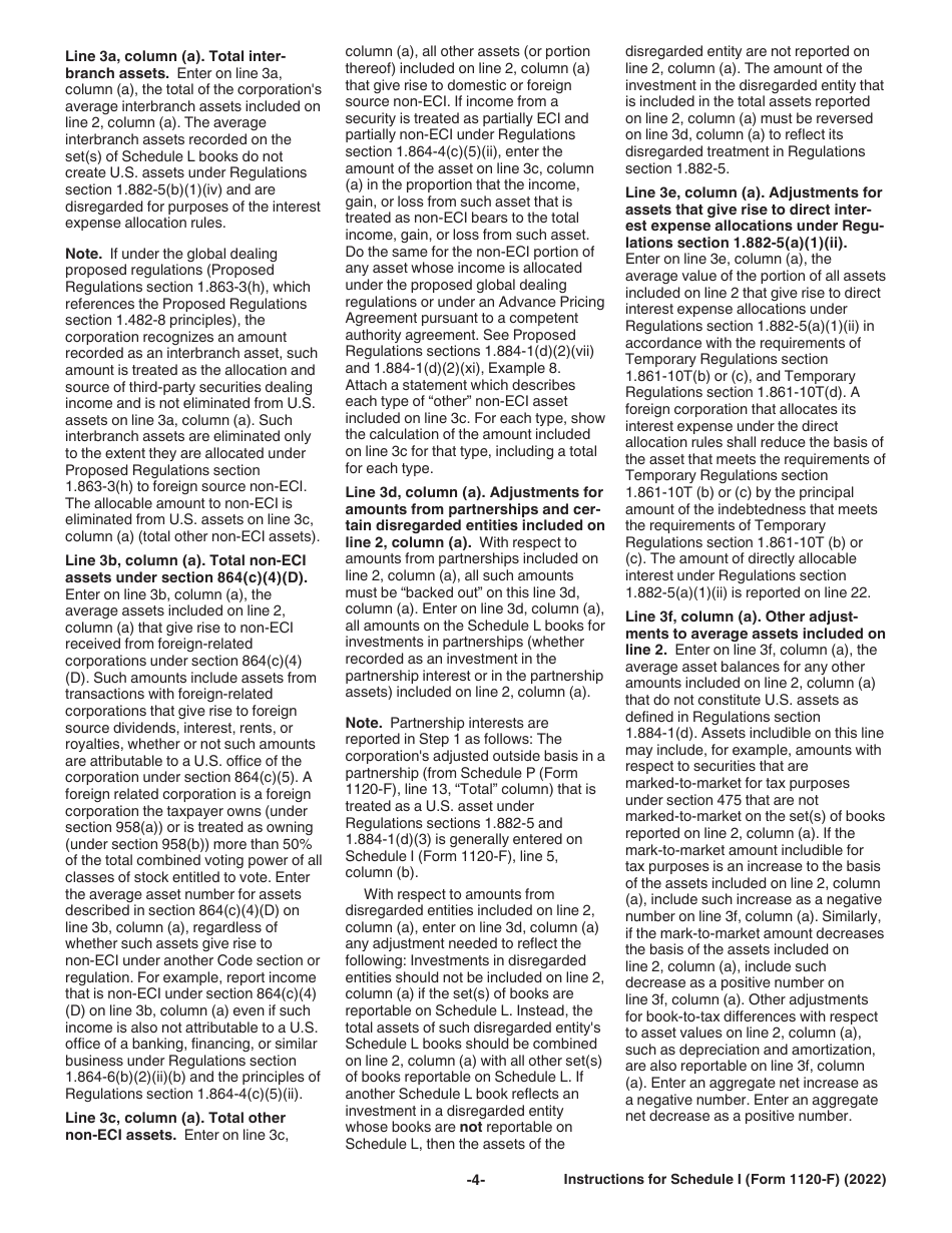 Instructions for Form 1120-F Schedule I Interest Expense Allocation Under Regulations Section 1.882-5, Page 4