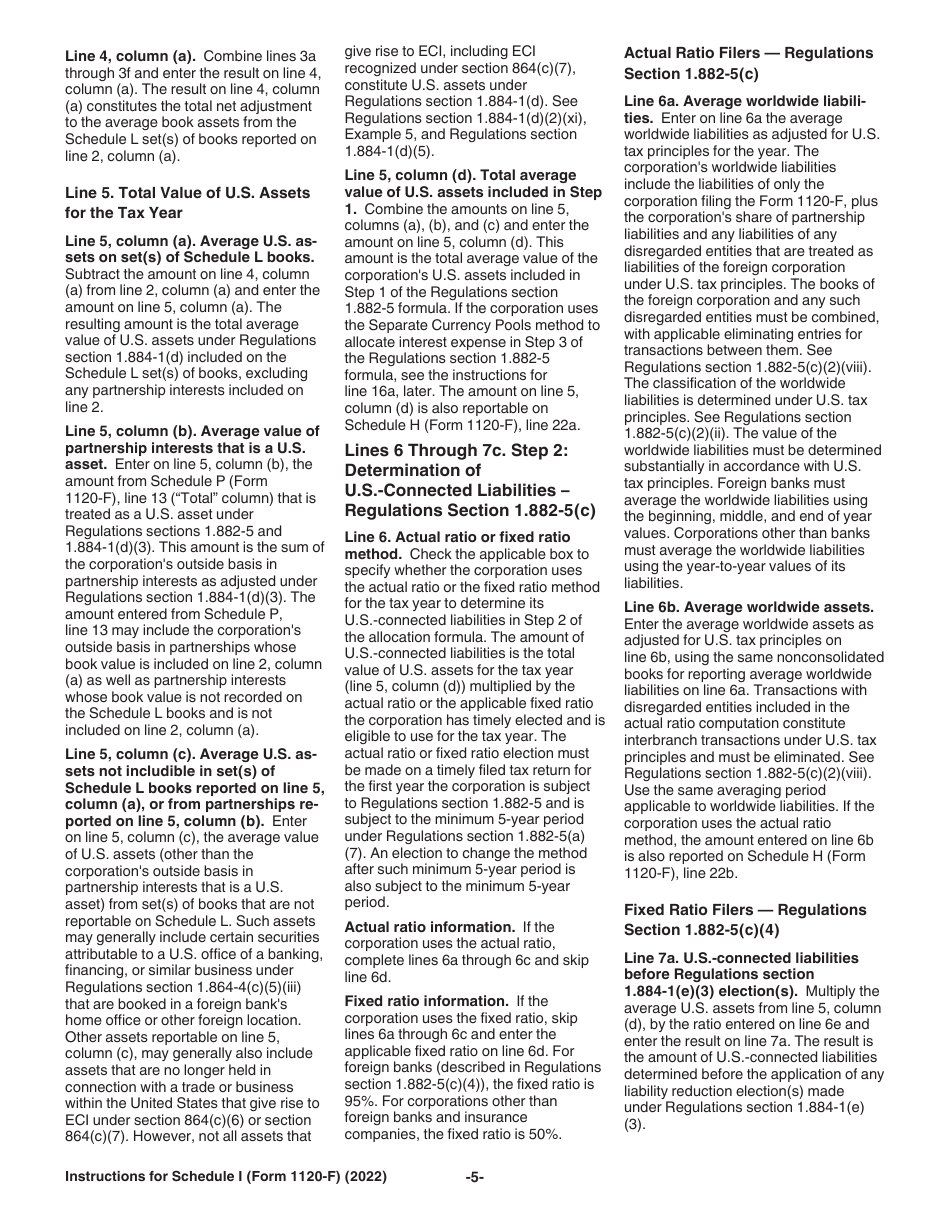 Instructions for Form 1120-F Schedule I Interest Expense Allocation Under Regulations Section 1.882-5, Page 5