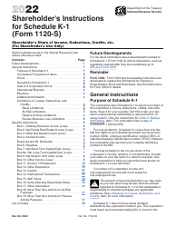 Document preview: Instructions for Form 1120-S Schedule K-1 Shareholder&#039;s Share of Income, Deductions, Credits, Etc.