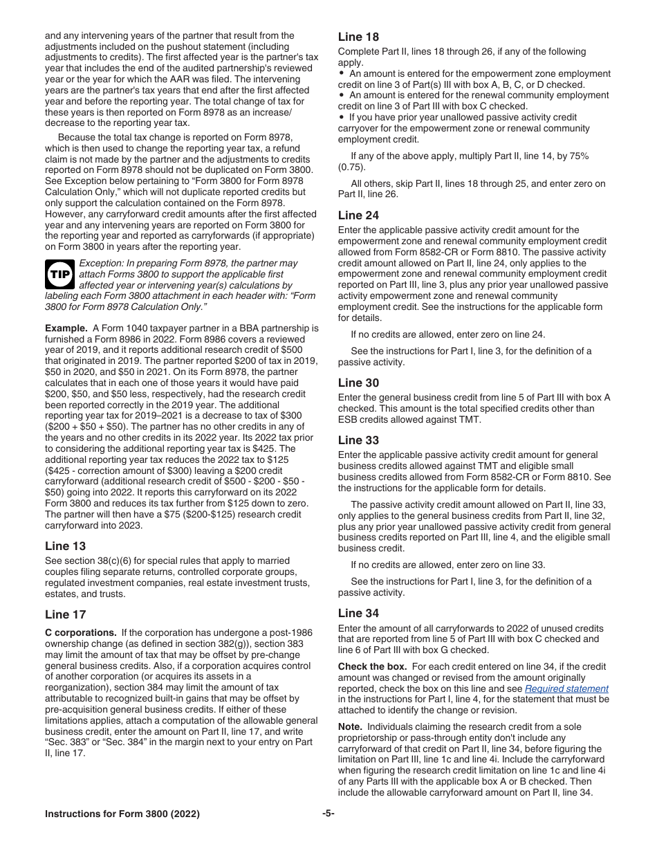Download instructions for irs form 3800 general business credit pdf