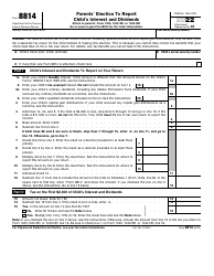 Document preview: IRS Form 8814 Parents' Election to Report Child's Interest and Dividends, 2022