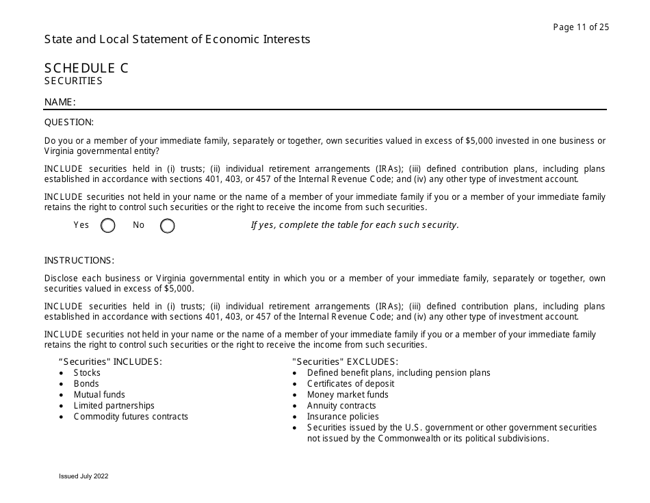 State and Local Statement of Economic Interests - Virginia, Page 11