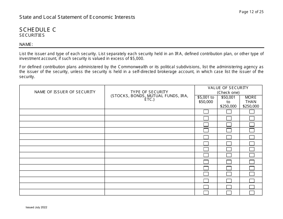 State and Local Statement of Economic Interests - Virginia, Page 12