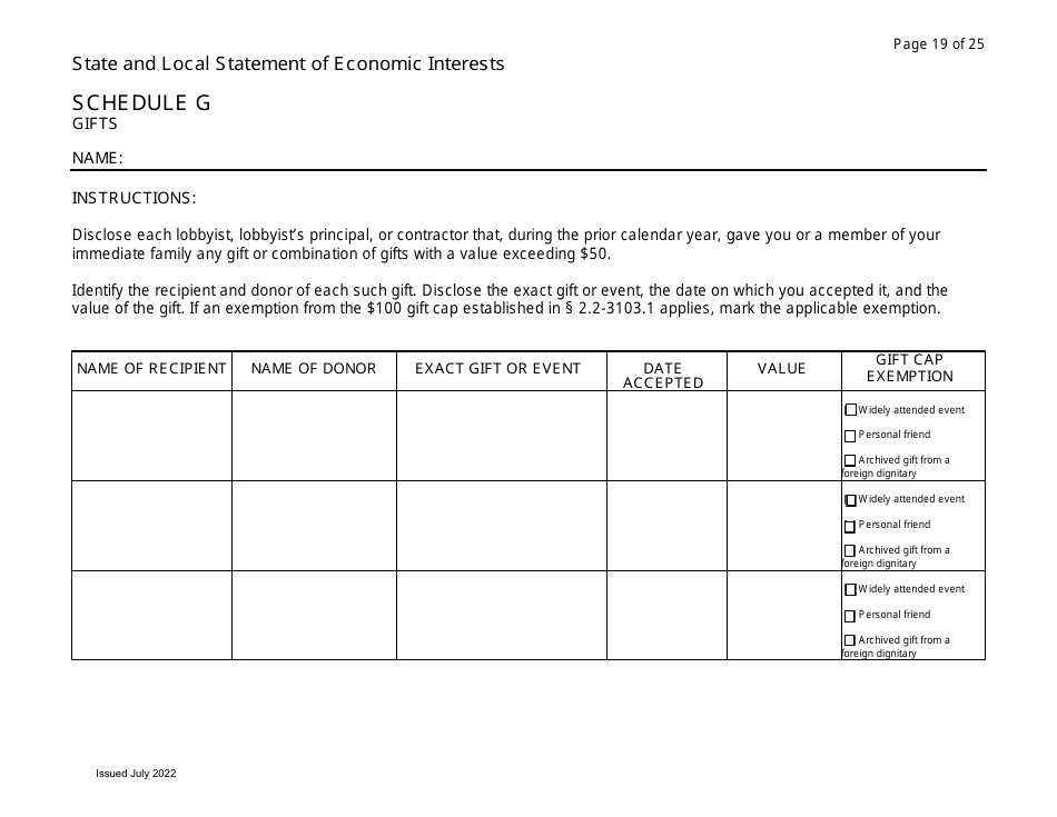 State and Local Statement of Economic Interests - Virginia, Page 19