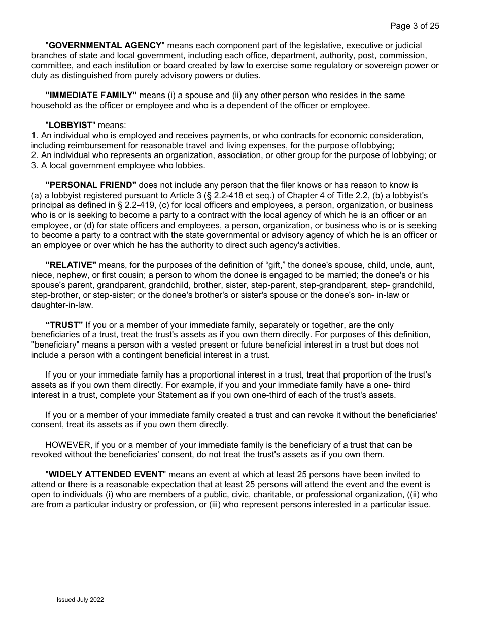 State and Local Statement of Economic Interests - Virginia, Page 3