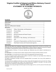 Document preview: State and Local Statement of Economic Interests - Virginia