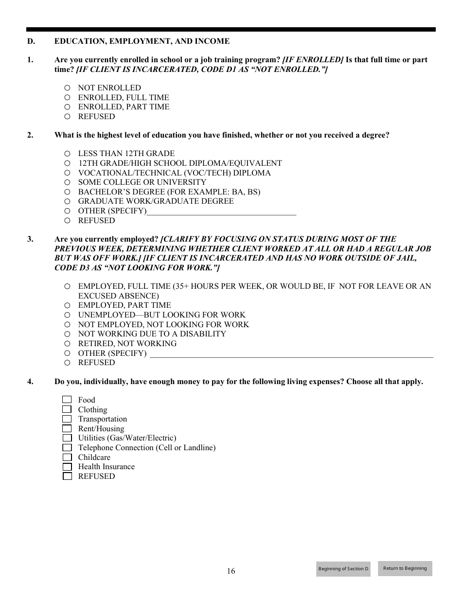 Government Performance and Results Act (Gpra) Client Outcome Measures for Discretionary Programs, Page 17