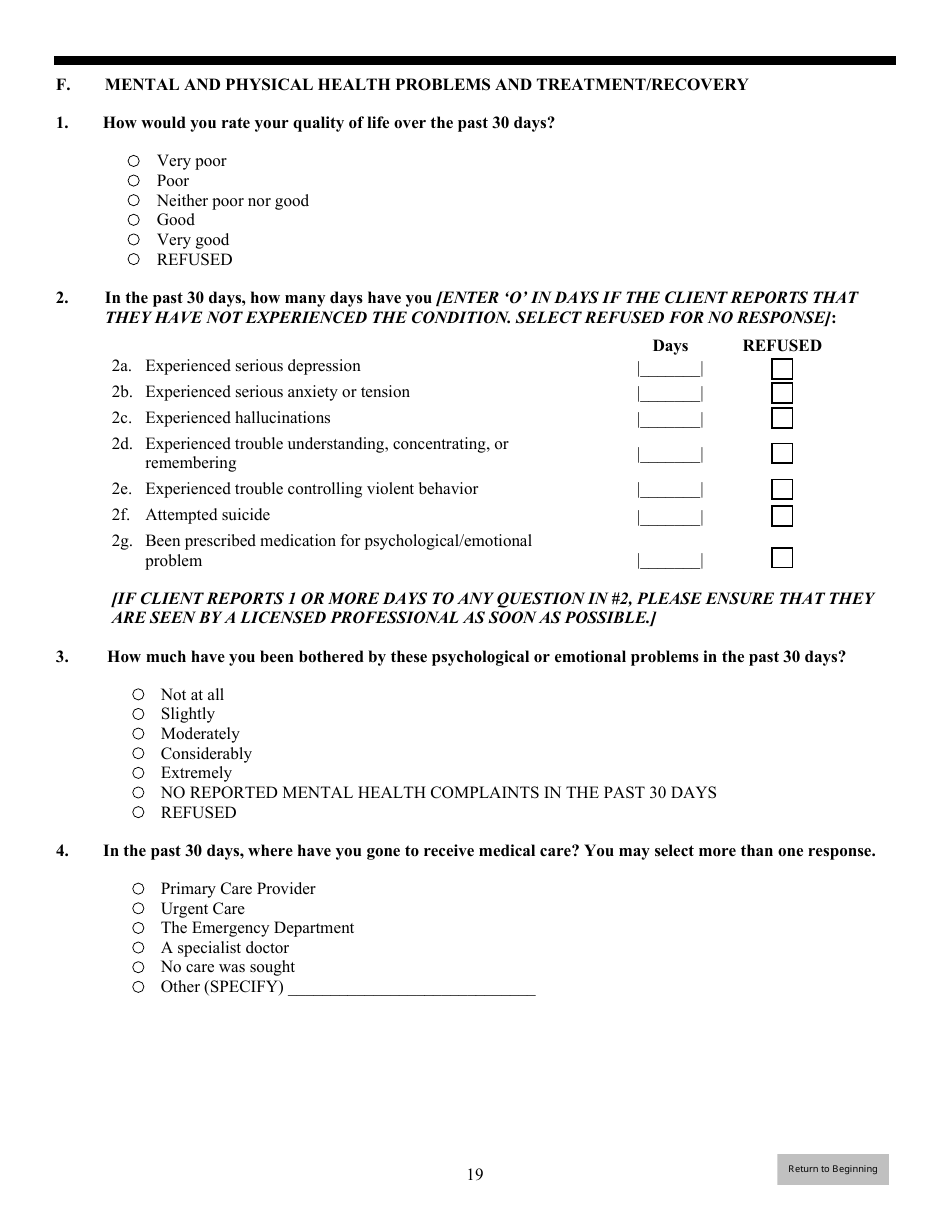 Government Performance and Results Act (Gpra) Client Outcome Measures for Discretionary Programs, Page 20