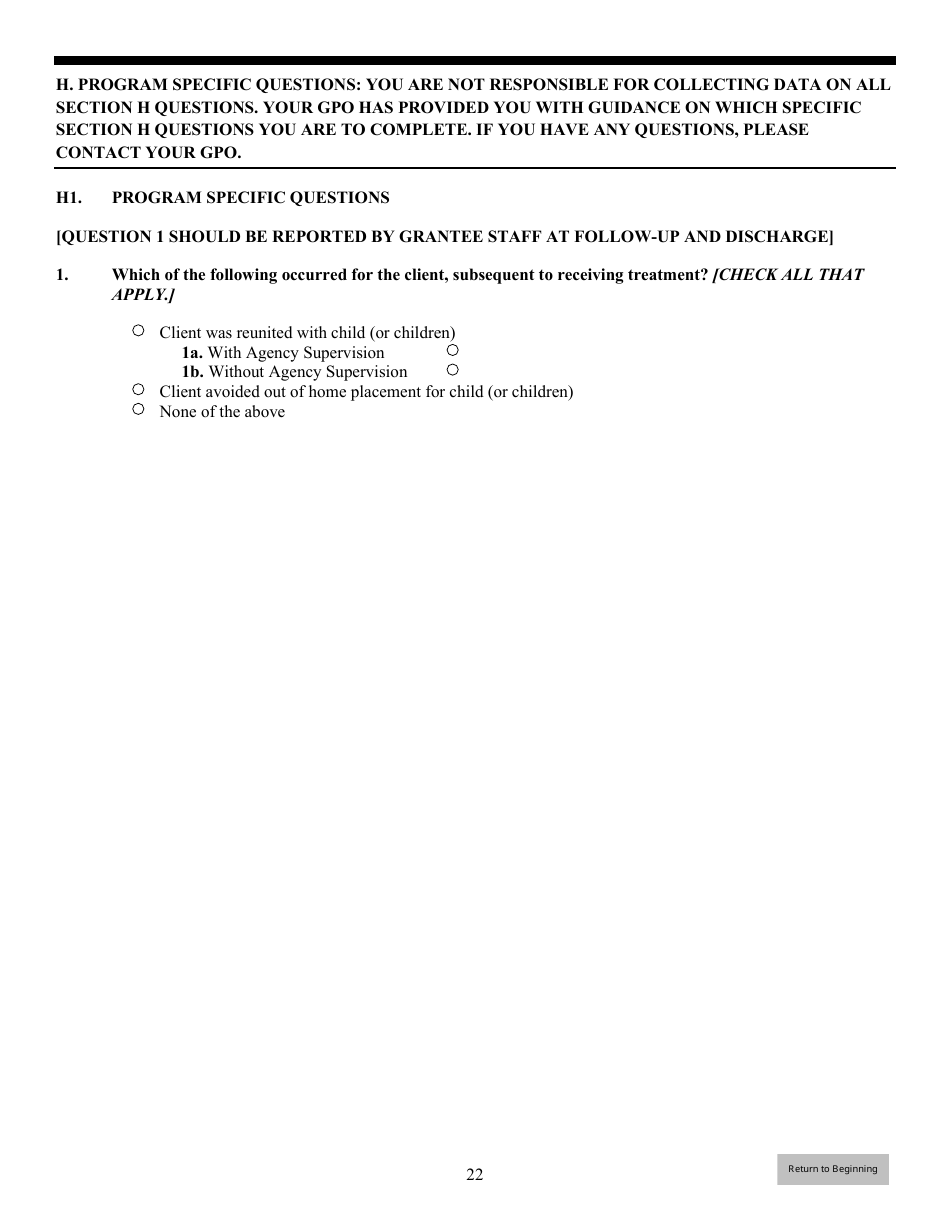 Government Performance and Results Act (Gpra) Client Outcome Measures for Discretionary Programs, Page 23