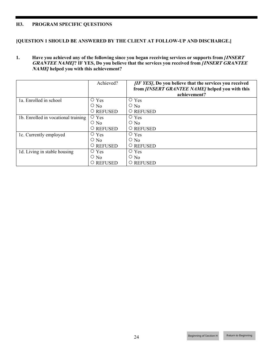 Government Performance and Results Act (Gpra) Client Outcome Measures for Discretionary Programs, Page 25