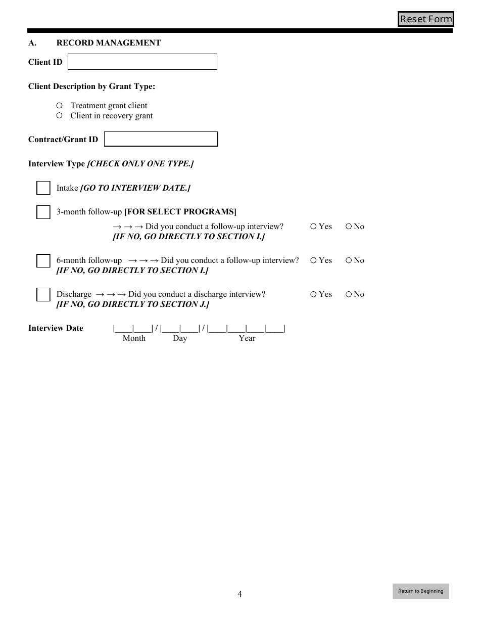 Government Performance and Results Act (Gpra) Client Outcome Measures for Discretionary Programs, Page 5